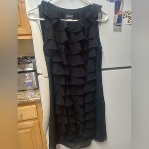 Adrianna Papell Elegant Black Ruffled Mini Dress Pre-owned  Excellent Condition